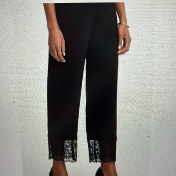 Ann Taylor Factory Pants - ANN TAYLOR Factory Cropped Black lace-bottomed pants Size 16